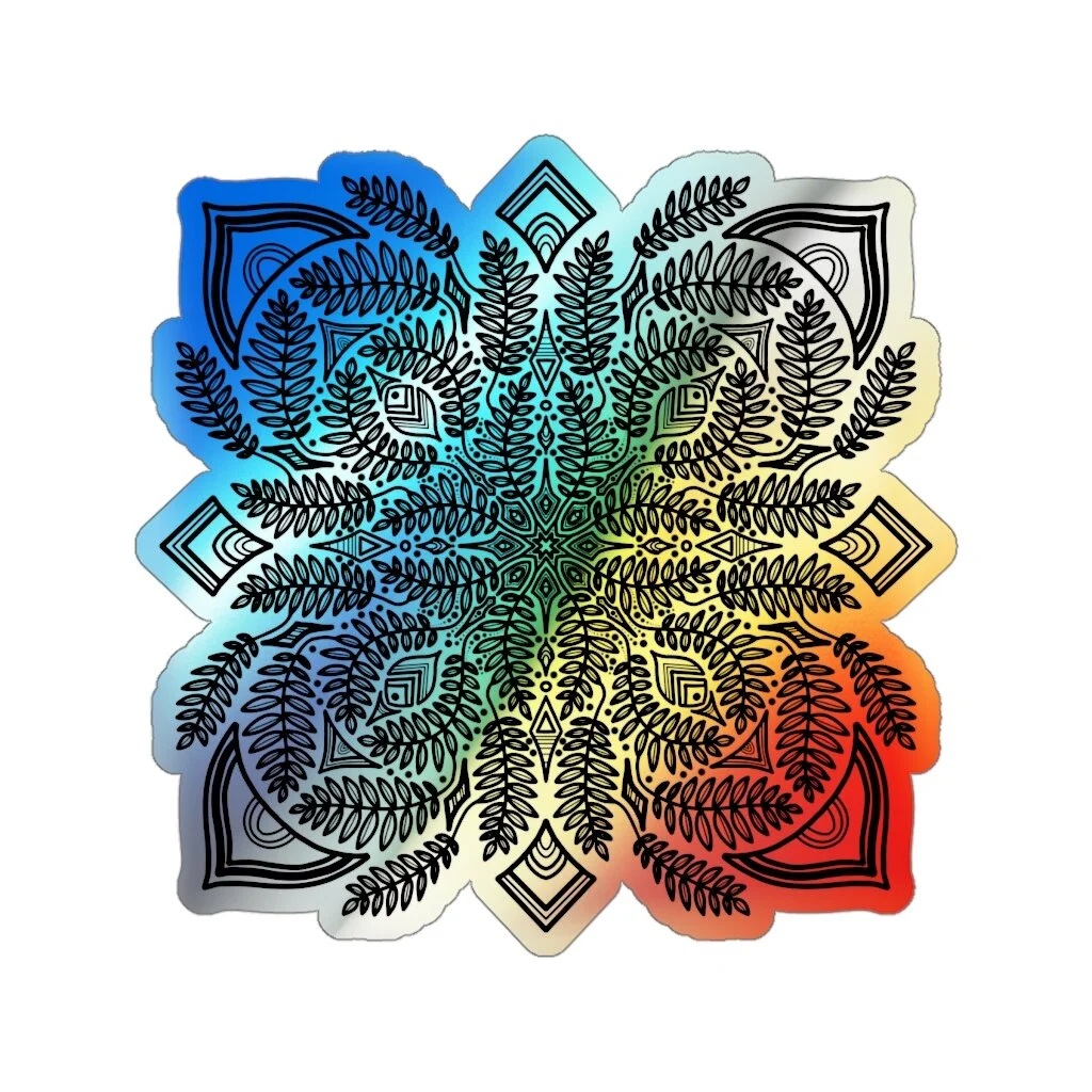 mandala holographic gift sticker
