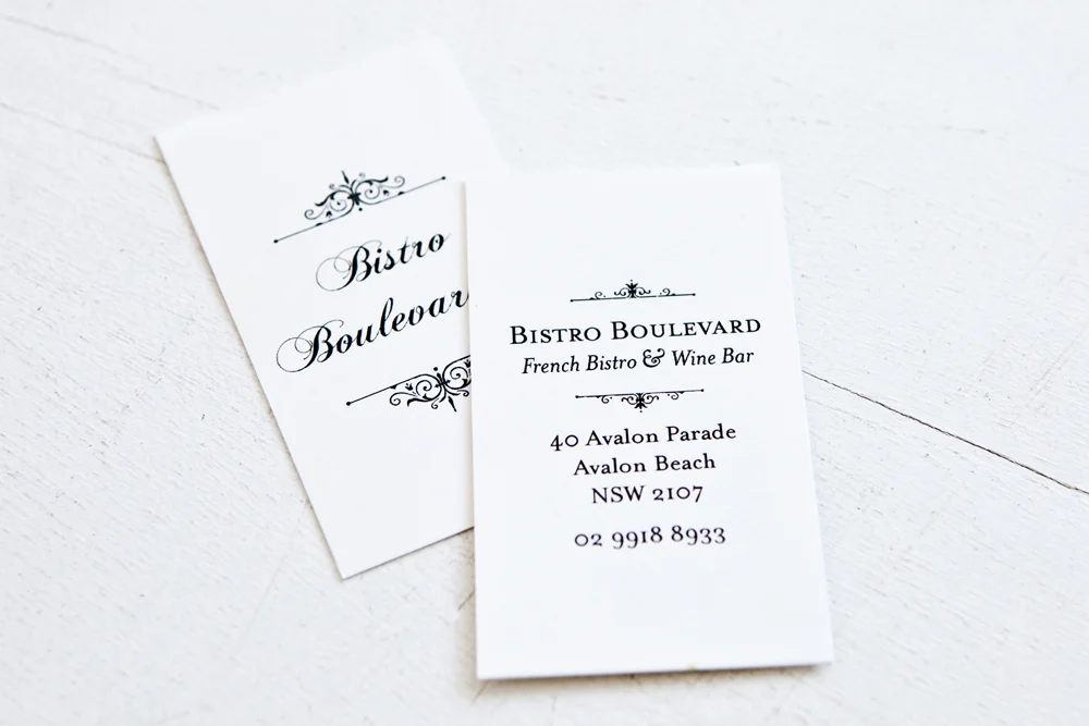 Bistro Boulevard business cards by Marika Jarv Creative