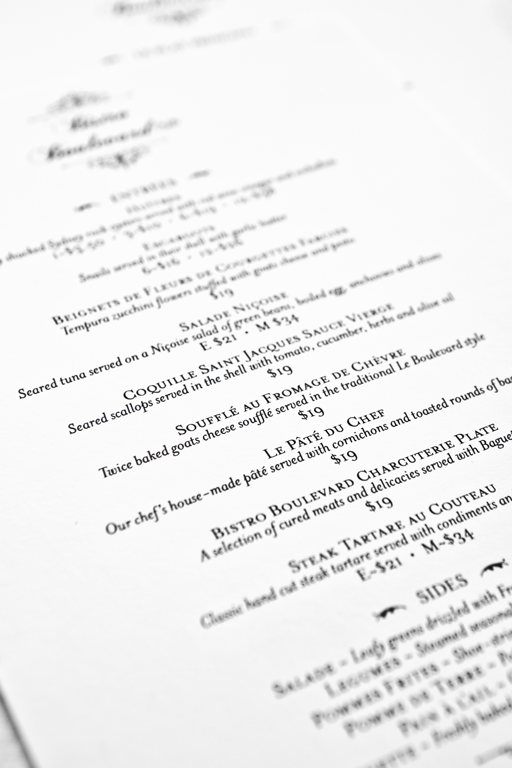 Bistro Boulevard menu by Marika Jarv Creative