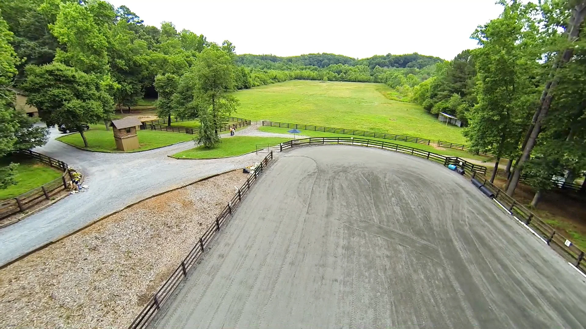 Arena overlooking 10-acre pasture (additional 6-acre pasture not pictured)