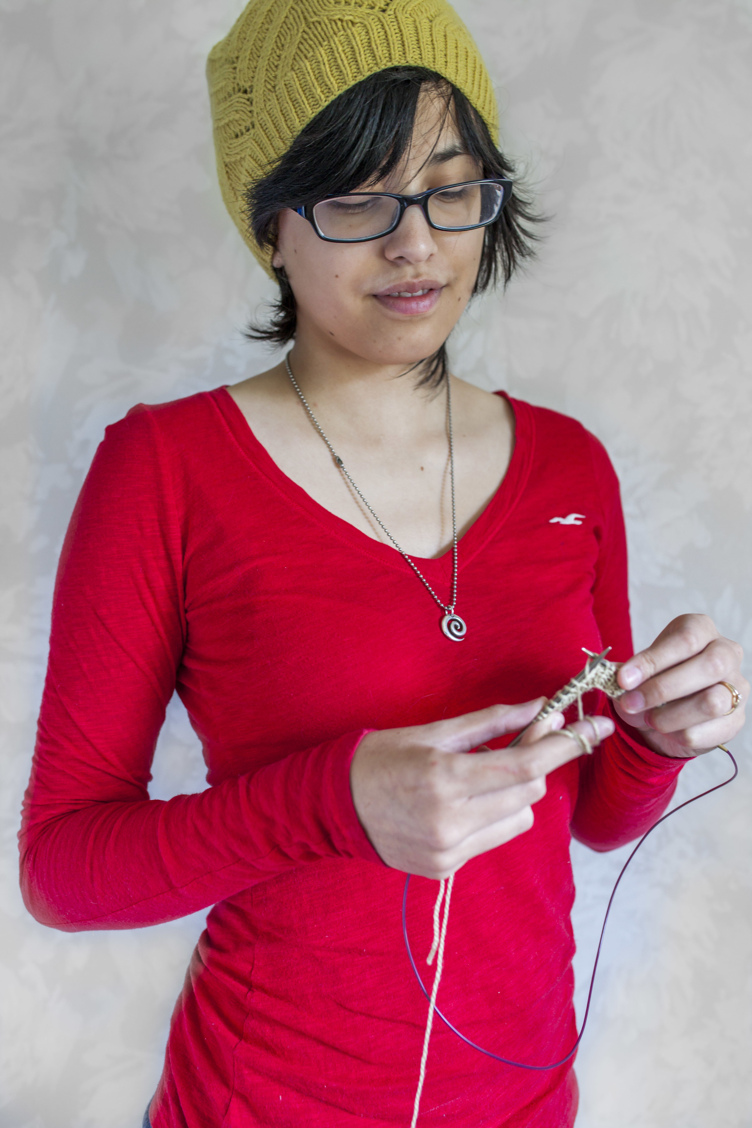 Pictured: not an accurate representation of my knitting face. ;)