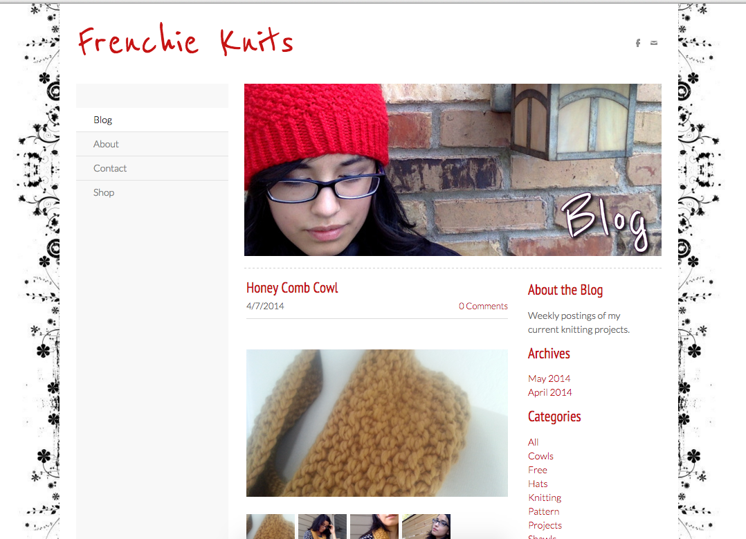 My first website: Frenchie Knits. Yikes.
