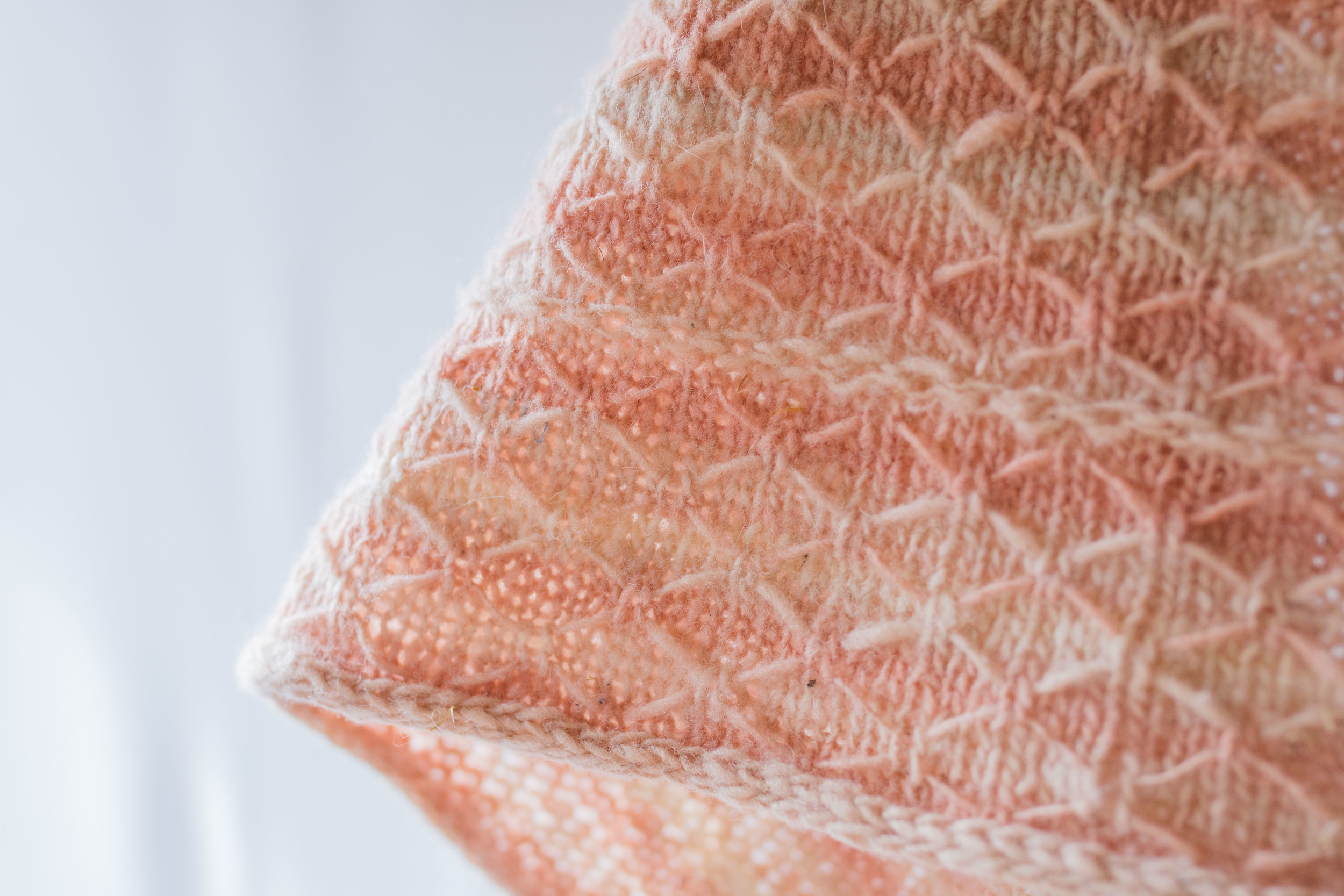 Shawl in Coral and Beige Variegated Yarn
