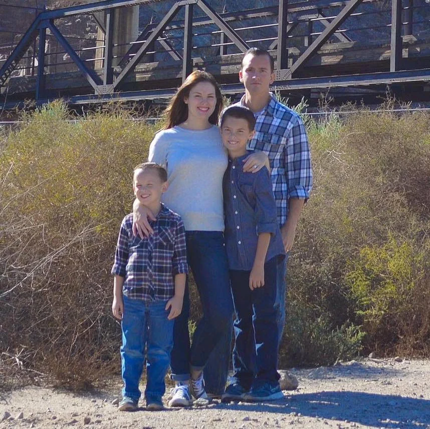 Kay with her husband and boys