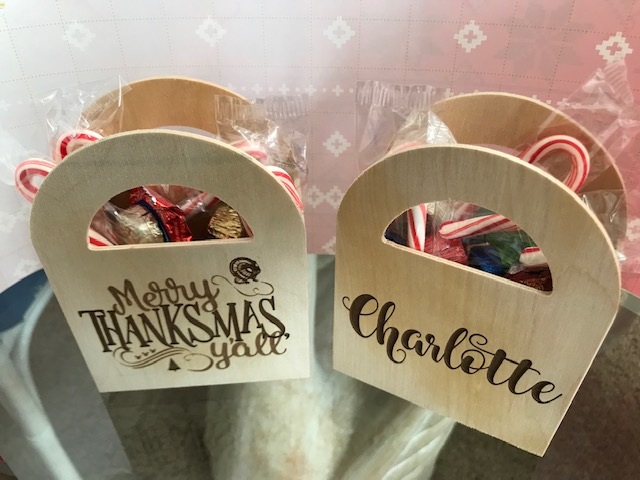 Laser Engraved Wood Thanksgiving/Christmas Treat Bags