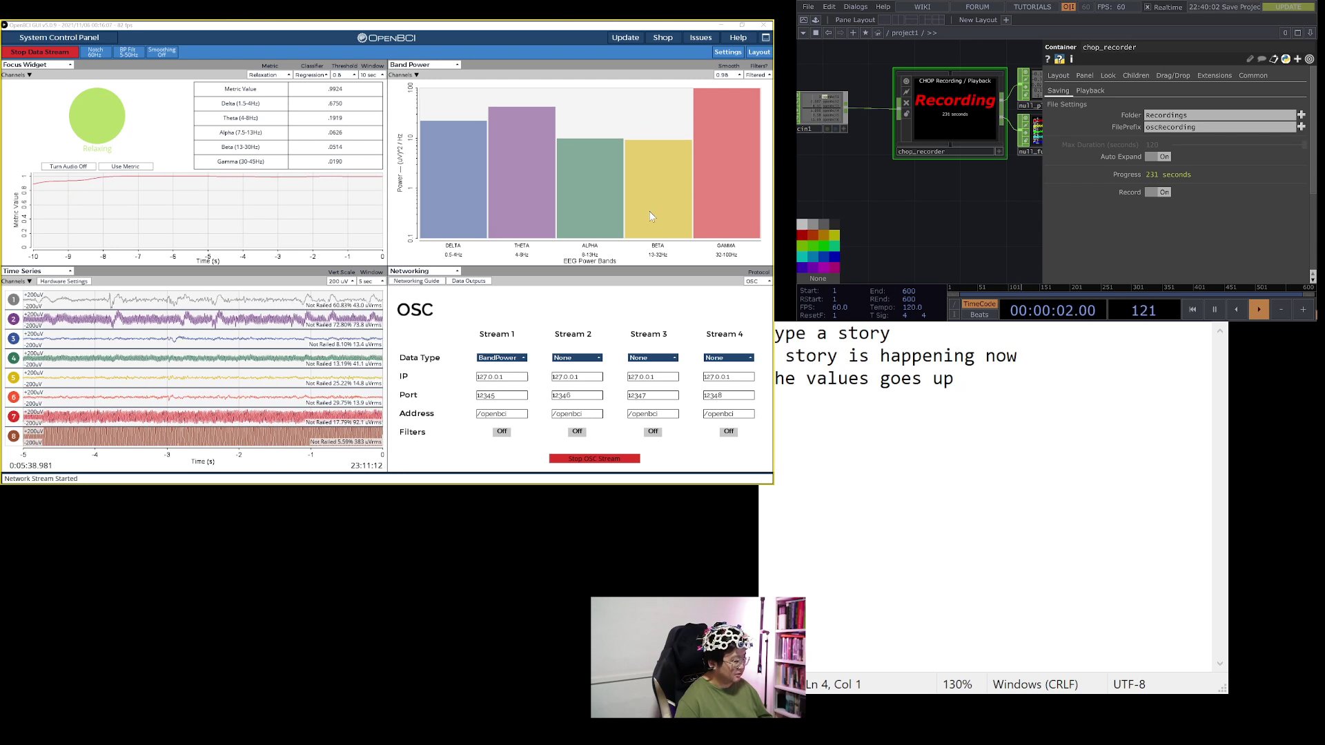  Streaming live brain signals from BCI GUI to TD 