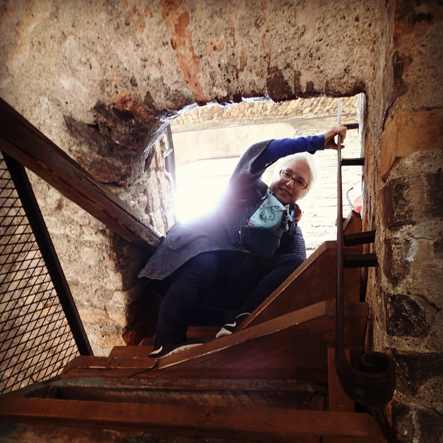 Patty & I were the risk takers. Look at the crumbly stone & bare bones ladder we had to crawl up! But the view from the bell tower was worth it especially since it also includes the Vilnius TV tower, a critical landmark. Lithuania declared independence from the Soviet Union in March 1990. It was the first time that a republic declared independence from the dissolving Soviet Union. In the aftermath, the Soviet Union sent elite armed forces to take over critical buildings. 