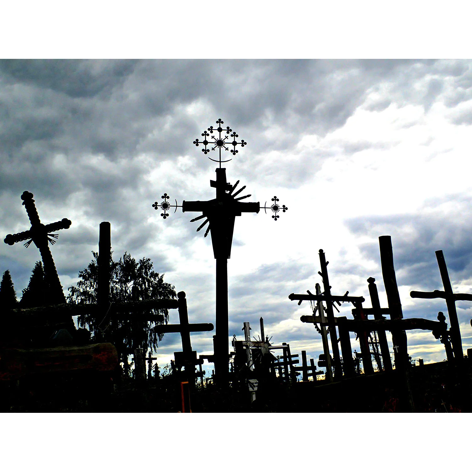 Darkness and light. (The Hill of Crosses near Siauliai, Lithuania)