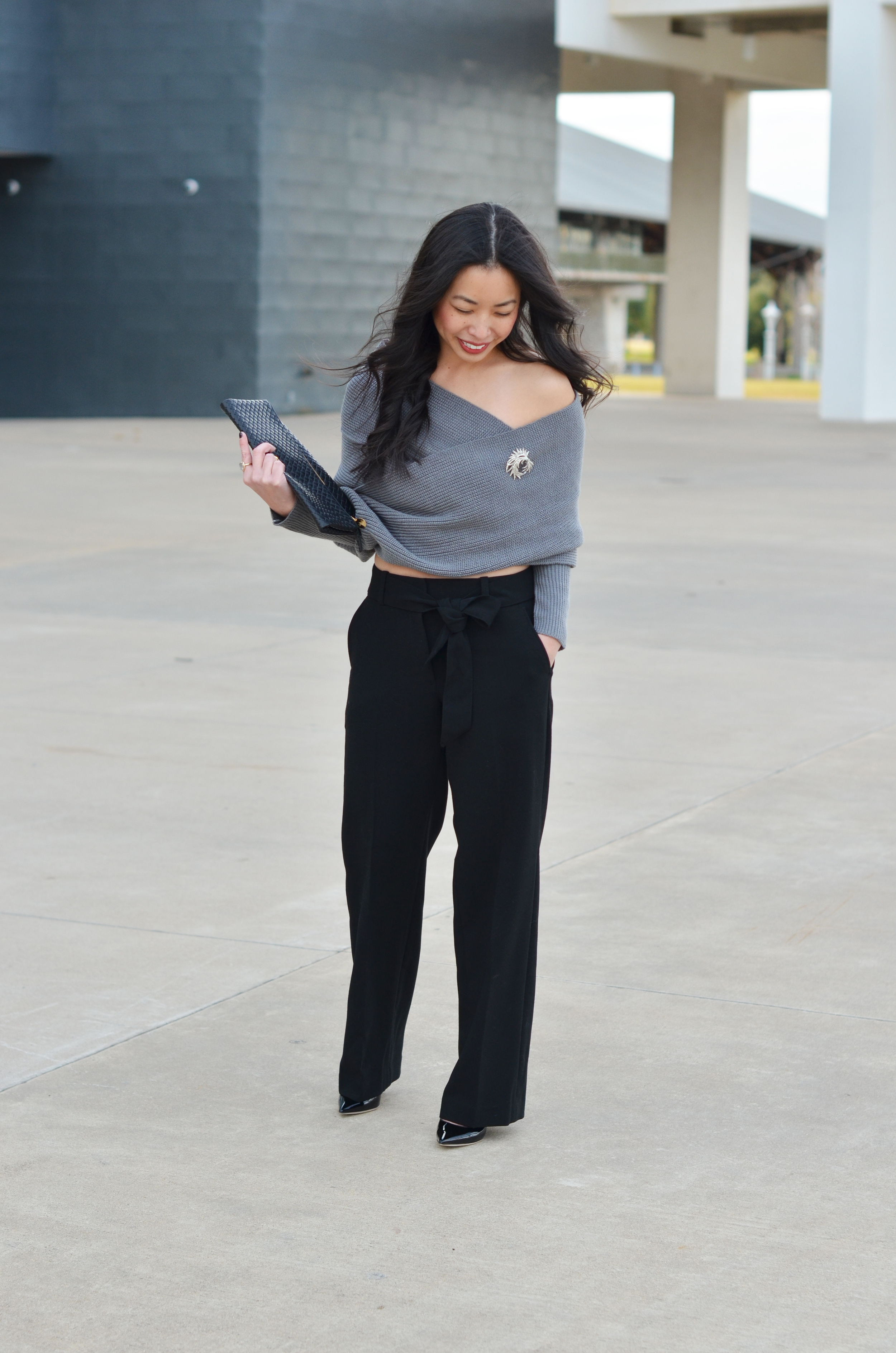 how-to style brown wide leg pants — janna doan
