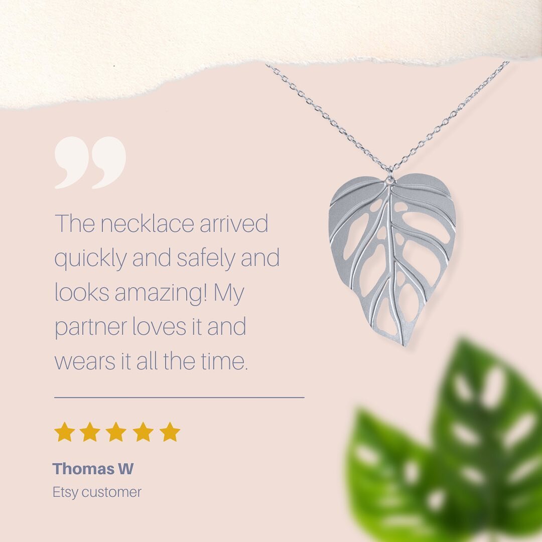 Thanks for the 5 star review, Thomas! 🙏💚🪴

#monsteraadansonii #plantlife #swisscheeseplant #monsteranecklace #plantjewelry