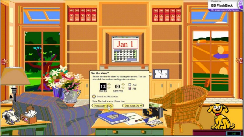 Microsoft’s Bob — Click the clock on the wall to set the system time Source