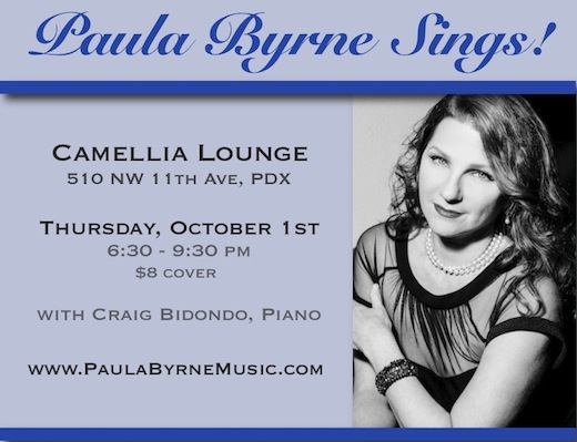      

 
   Byrne &amp; Bidondo ~featuring Paula Byrne, vocals &amp; Craig Bidondo, piano  @ Camellia Lounge  510 NW 11th Avenue Portland, Oregon USA  6:30 - 9:30 pm  $8 cover&nbsp;  Paula Byrne's voice sounds like chilled champagne on a hot summer d
