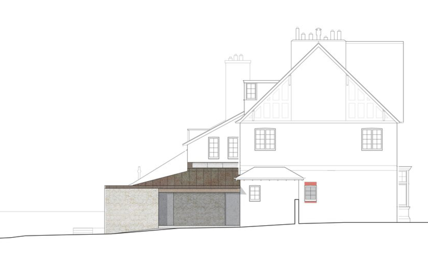 Care has been taken to make the new copper roof respond to the existing cascade of roof planes at the rear, locking it into the building's geometry and opening the house up to the garden.