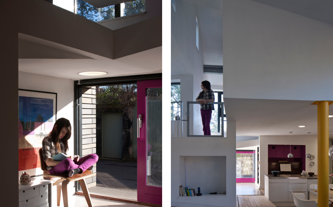 The inclusion of a ramp rather than a lift allows an enhanced experience of three dimensional space. Movement between levels offers an important connection to understanding and development. The house has interconnecting spaces in plan and in section to enable visual and aural connections between many of the spaces. Photos: David Barbour Scottish Design Awards 2013 Residential Category Winner | Scottish Design Awards 2013 Chairman’s Award for Architecture | Edinburgh Architectural Association Award 2013