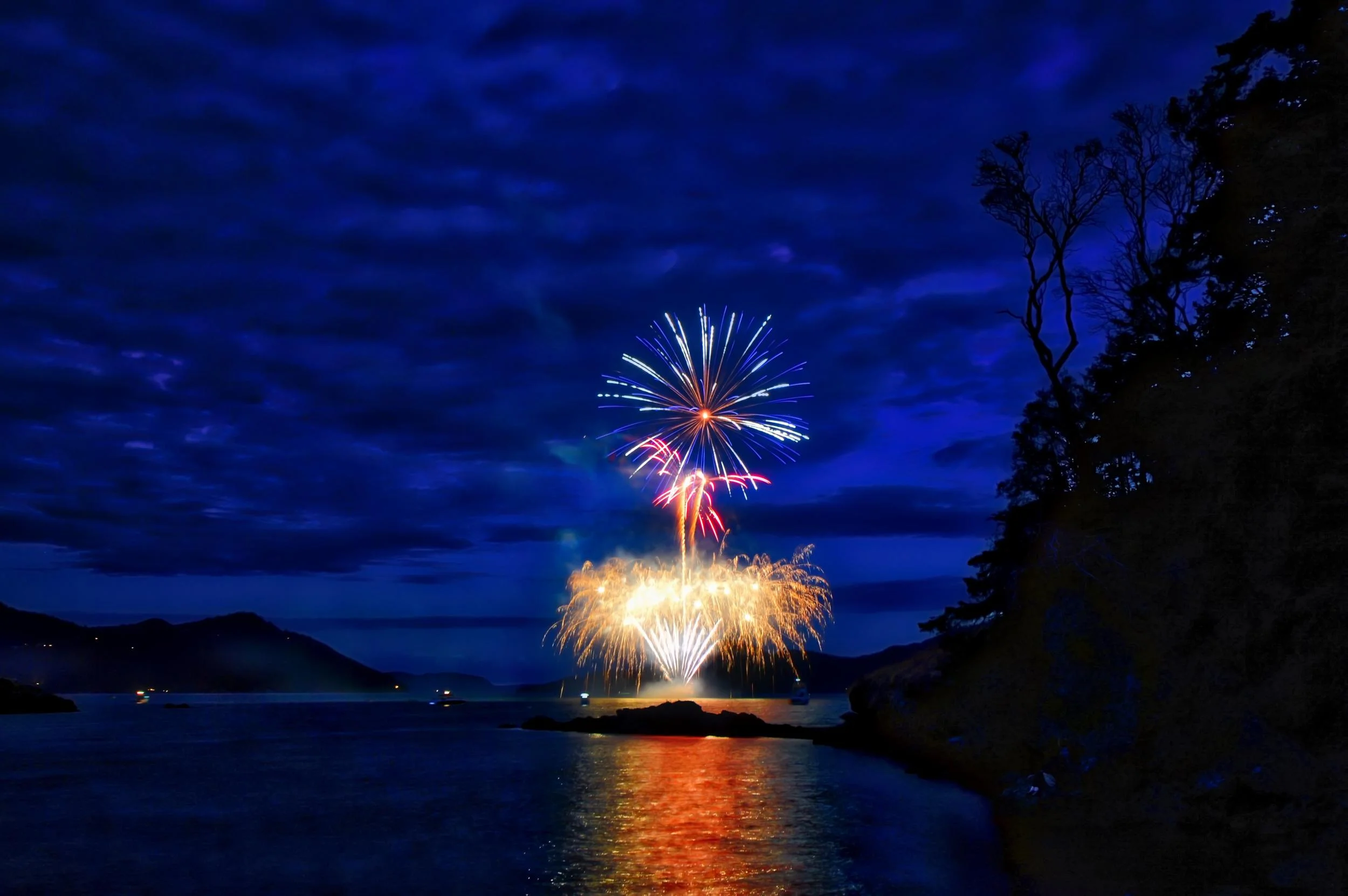 Fireworks in Eastsound on Orcas Island, July 4th.