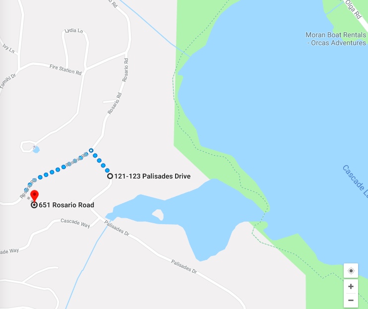Walk up Rosario Road (approx 2 mins) and turn right onto Palisades Drive. You'll see the Parking lot on the left hand side about 250 yards.