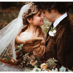 Bride and groom walking down a wooded trail at Pump House wedding venue