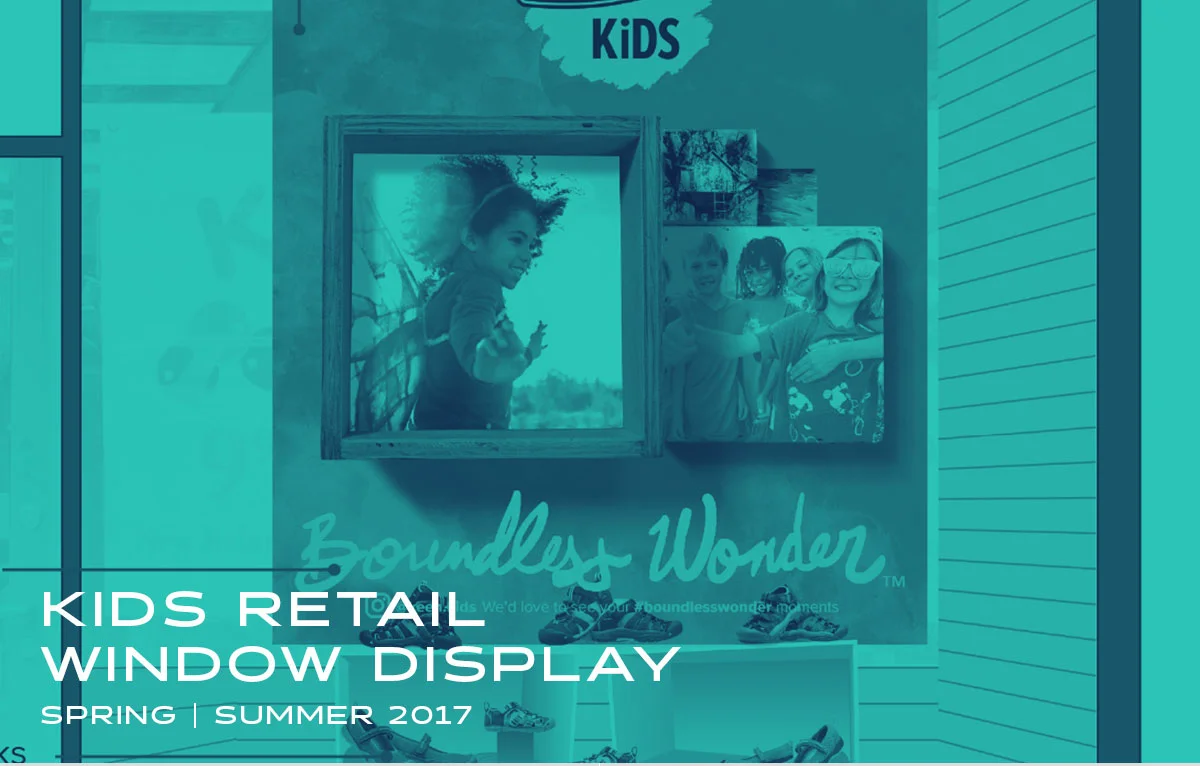 Window display designed for a small Kids specialty shoe store. 