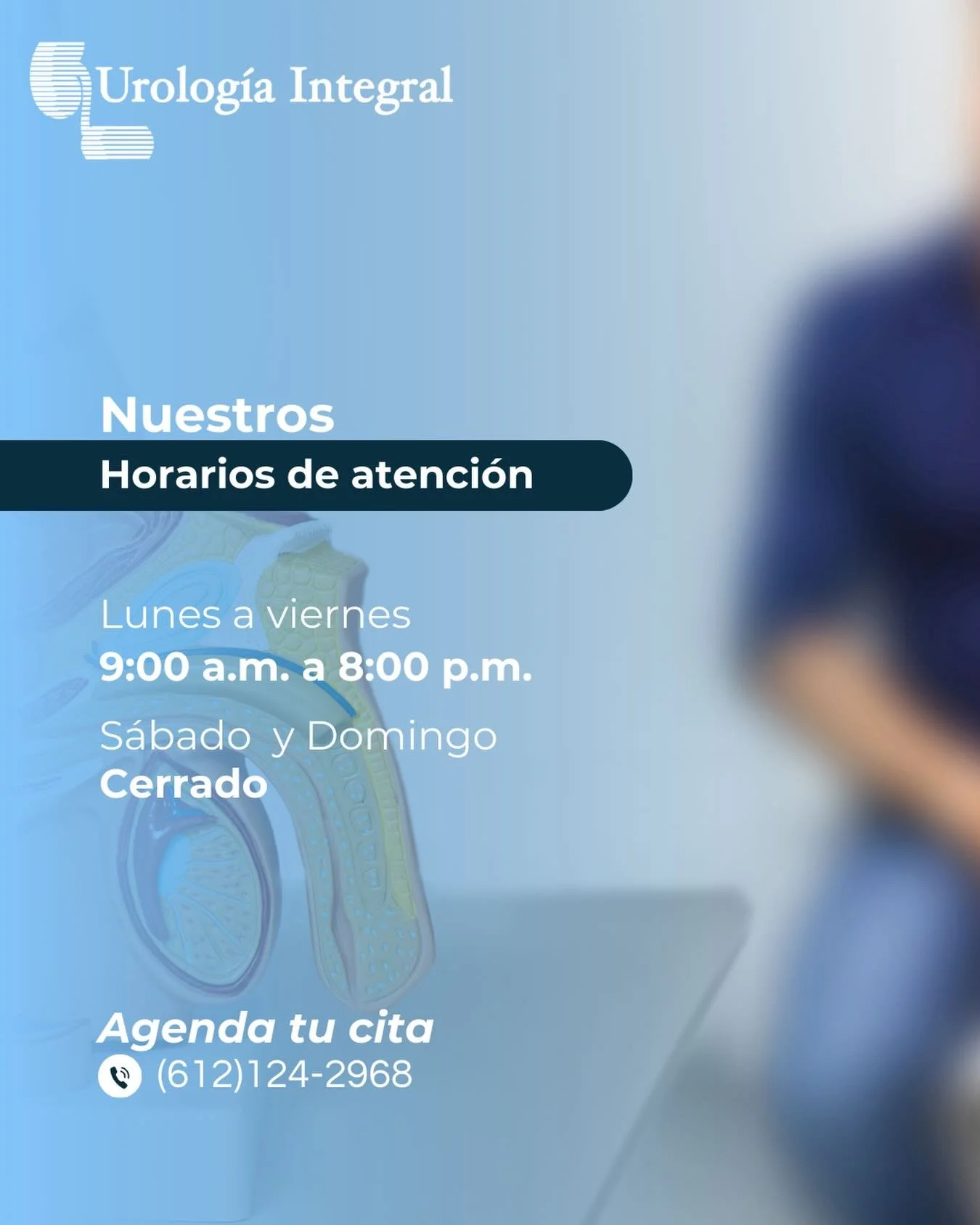 💙Estamos listos para recibirte y cuidar de tu salud urol&oacute;gica con profesionalismo y cercan&iacute;a.

🕒 Consultas:
Lunes a Viernes: 9:00 am &ndash; 8:00 pm
S&aacute;bado y Domingo: ❌ Cerrado

📍 Calle Pez Vela L4
(Frente a Hospital Fidepaz) 