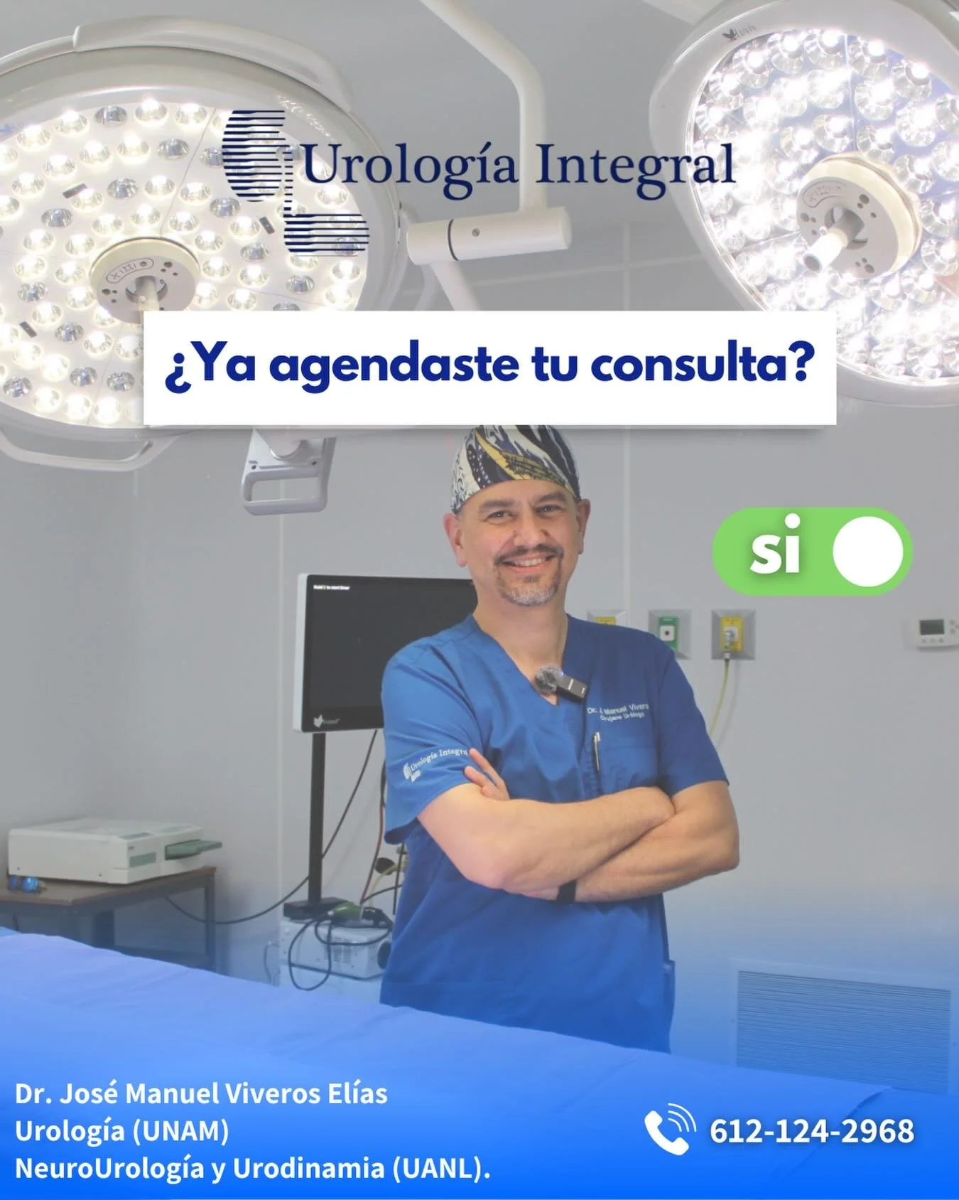 👨🏻&zwj;⚕️Dr. Jos&eacute; Manuel Viveros El&iacute;as
🔷Urolog&iacute;a (UNAM)
🔷Alta especialidad en NeuroUrolog&iacute;a y Urodinamia (UANL)
🔷Certificado por el Consejo Mexicano de Urolog&iacute;a.

UNAM CED. PROF. 3161153
UNAM CED. PROF. ESP. 47