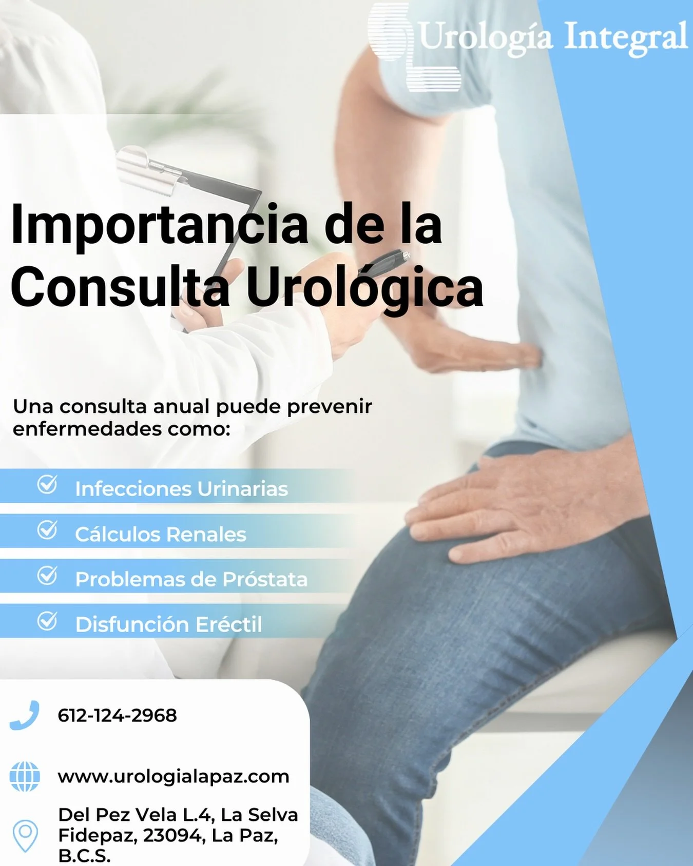 📢&iexcl;Hombres, no ignoren su salud!
&iquest;Sabias que mas del 50% de los hombres evita ir al ur&oacute;logo hasta que los s&iacute;ntomas son graves?😨

Acudir a un ur&oacute;logo no es solo para cuando hay problemas. Una revisi&oacute;n anual pu