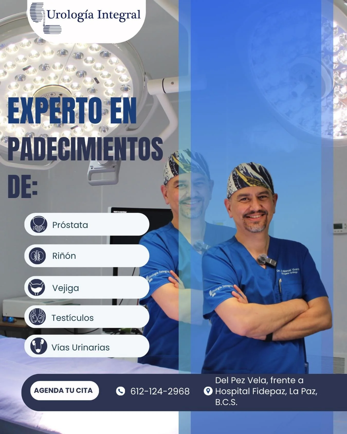 🩺El Dr. Jos&eacute; Manuel Viveros, ur&oacute;logo certificado, es experto en el diagn&oacute;stico y tratamiento de padecimientos de:
🔹 Pr&oacute;stata
🔹 Ri&ntilde;&oacute;n
🔹 Vejiga
🔹 Test&iacute;culos
🔹 V&iacute;as urinarias

En Urolog&iacut