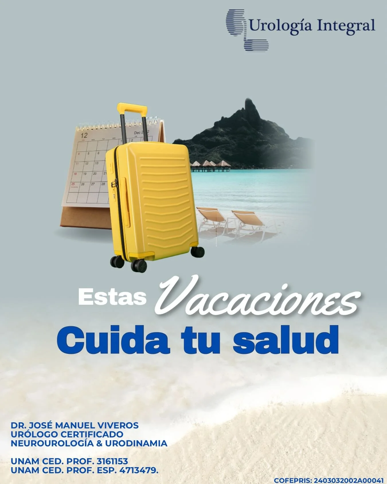 🌴En estas vacaciones, disfruta y descansa sin dejar de cuidar tu salud.
Cambios en la rutina, deshidrataci&oacute;n o excesos pueden provocar molestias urinarias o infecciones.

💧 Mantente hidratado
🚽 No te aguantes las ganas de orinar
🍺 Modera e