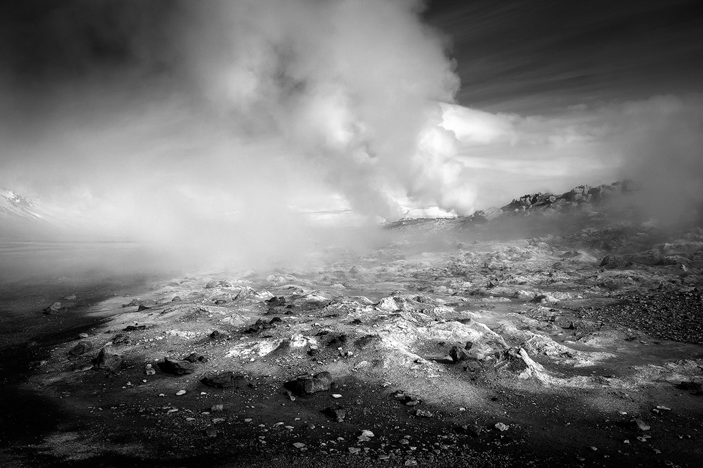 A steamy geothermal area in northern Iceland