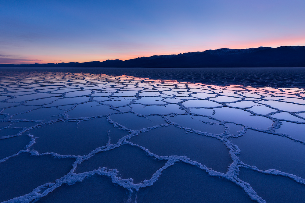 Twilight at Badwater Basin in Death Valley National Park.