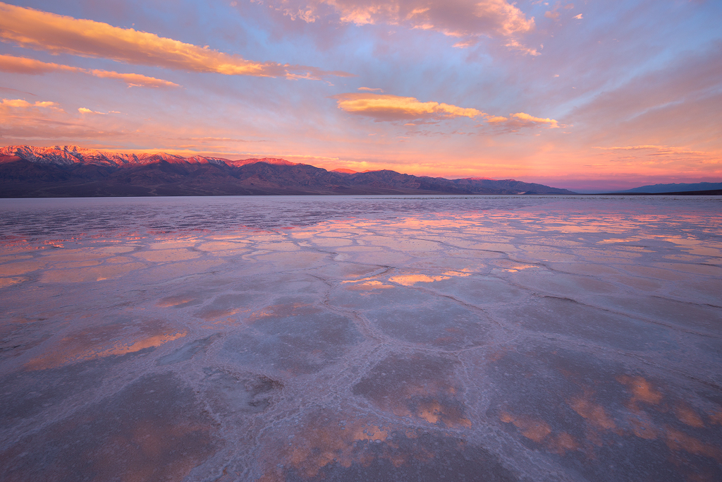 So That Happened. The other major highlight at Death Valley National Park this year was all the rain which flooded Badwater. This particular sunrise came out of nowhere, it was completely clear about an hour before.
