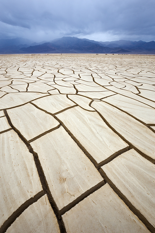 Shuffleboard. Mud patterns in Death Valley (reminding me of a shuffleboard table) and an approaching storm that would dump about an inch of rain later that day.