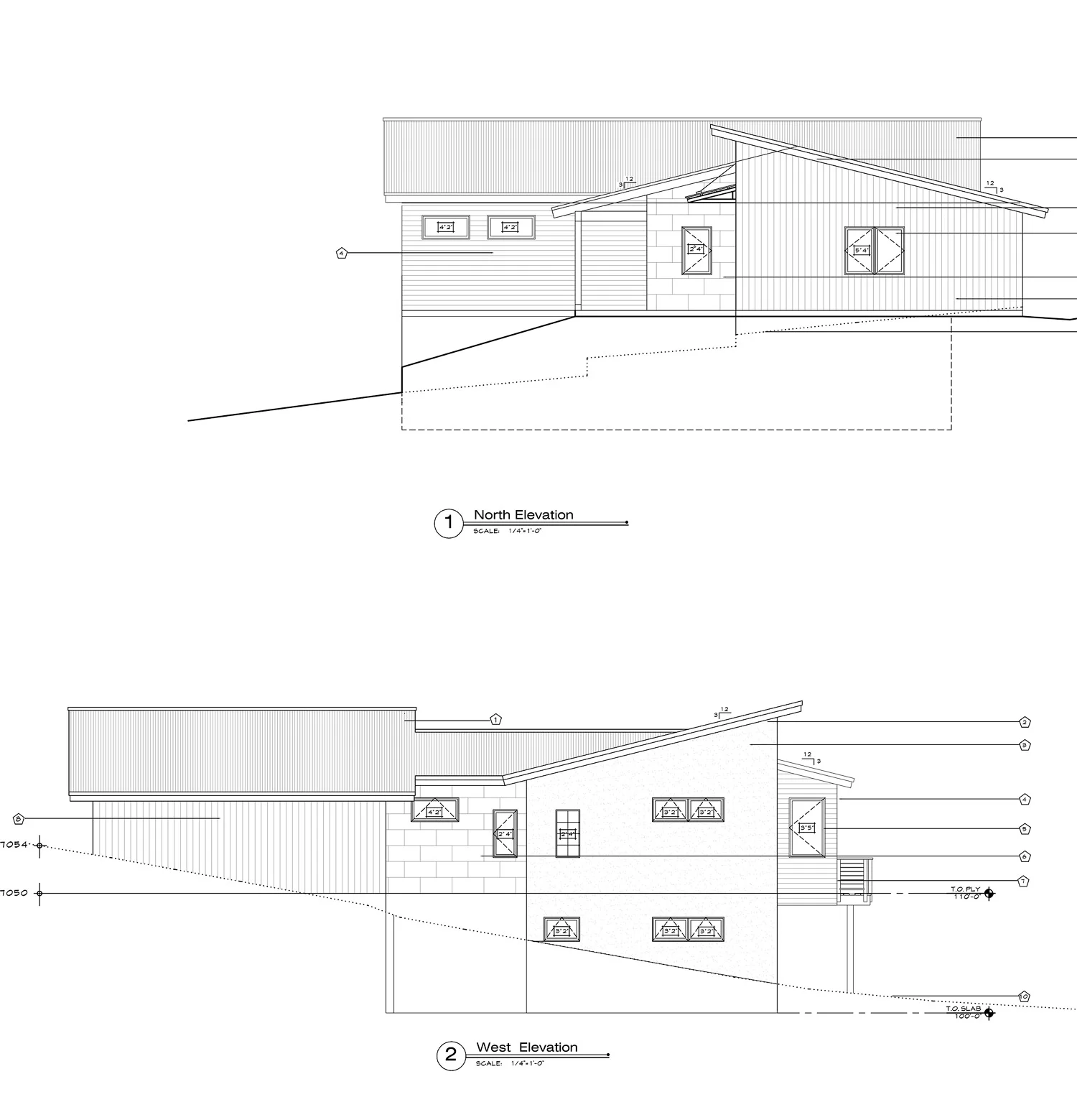 North and West Elevations