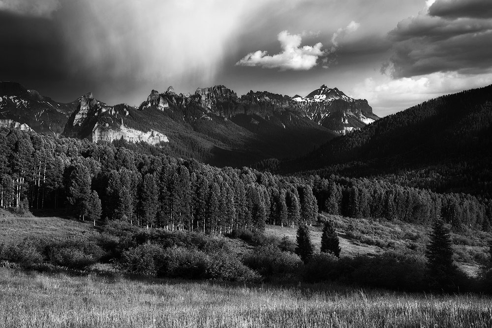A thunderstorm over the Cimarron Mountains in southwestern Colorado.