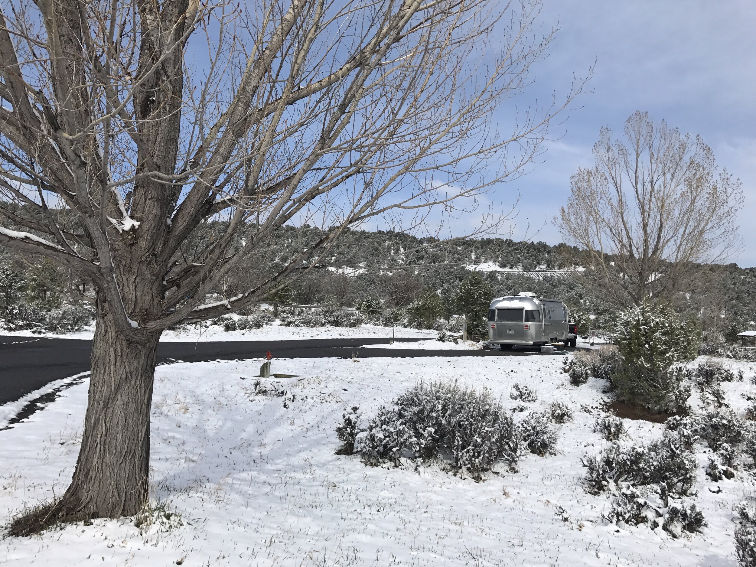 A chilly morning in Colorado, the next morning would be 16F (good thing we had an electrical hookup to run our furnace!)