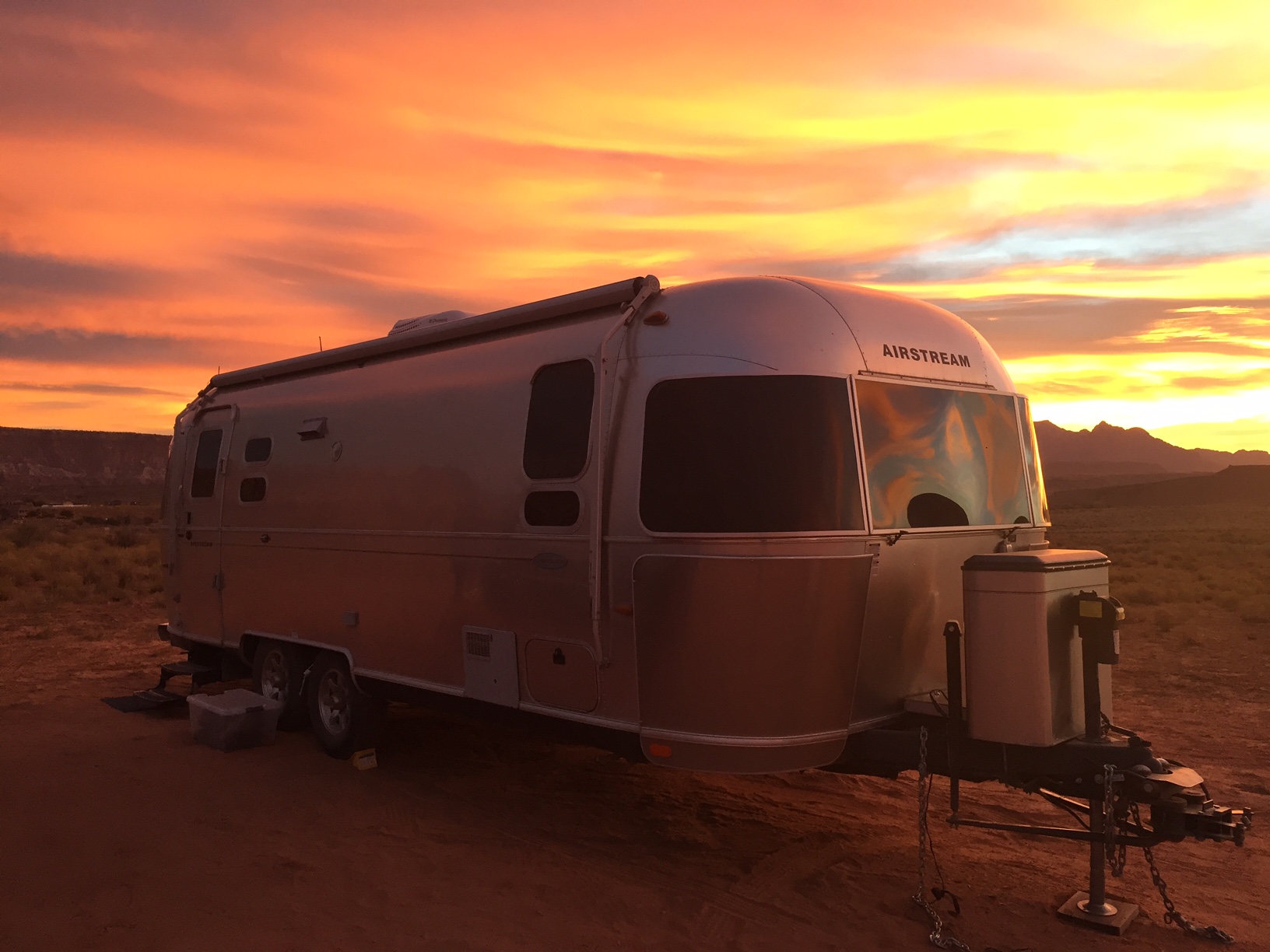 A blazing sunrise outside of Zion National Park