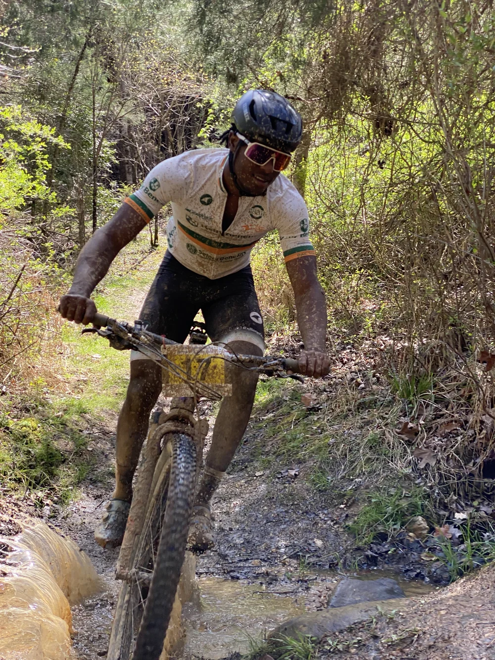 Korey blasts through a creek crossing