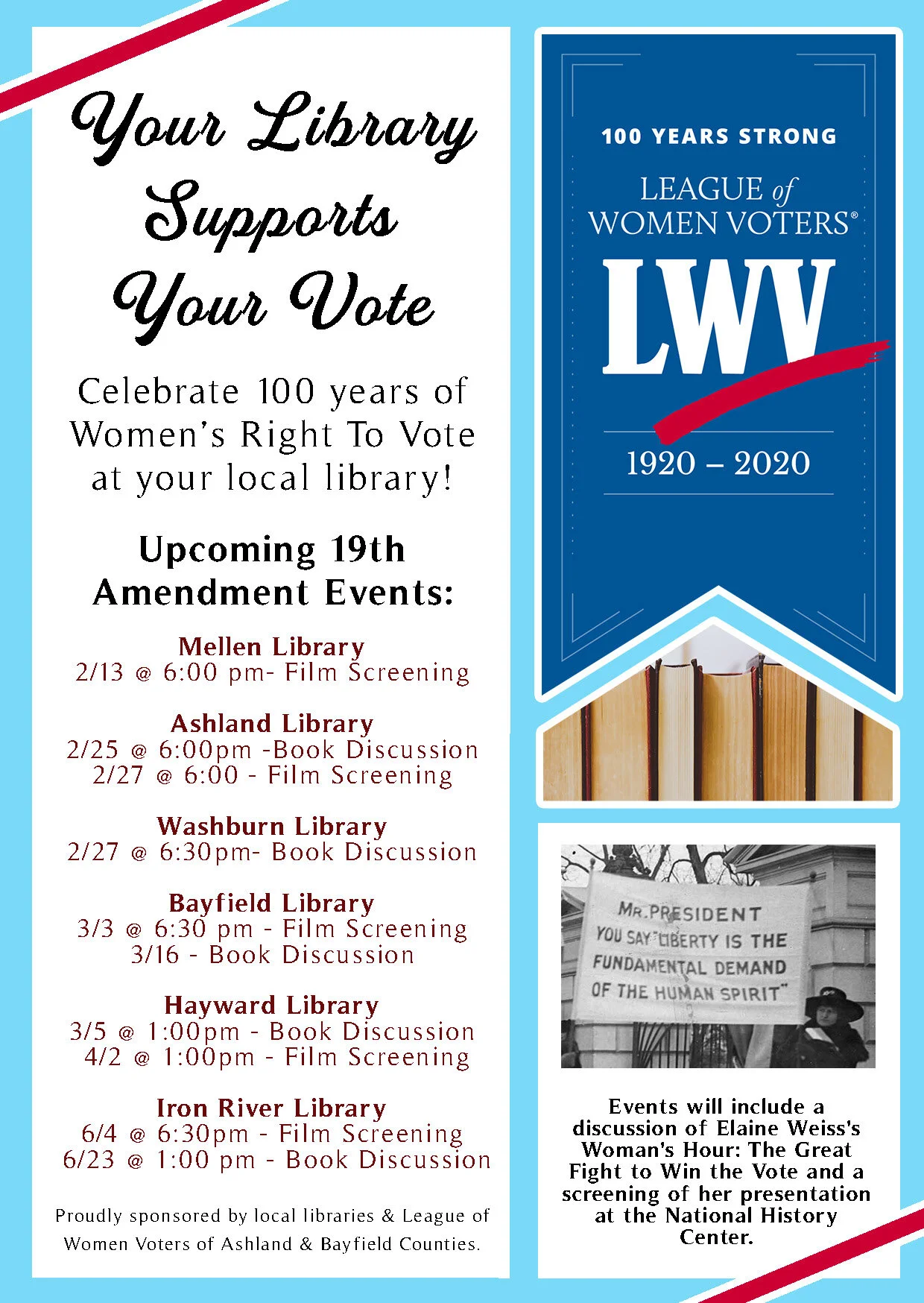 Celebrate 100 years of  Women's Right To Vote  at your Local Library! 