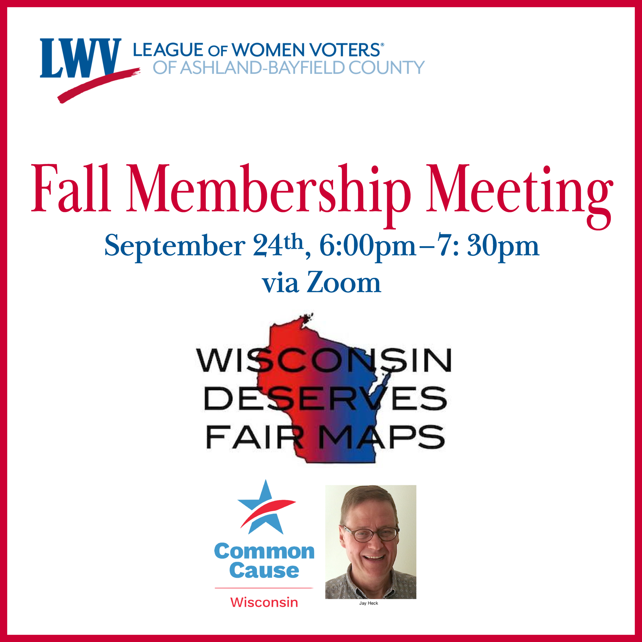 Sign Up for Our Fall Membership Meeting on Zoom