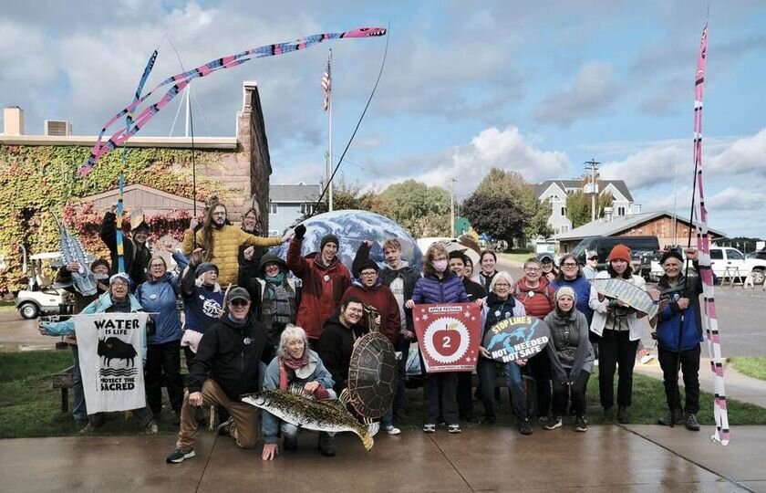 Line 5 - Critter March
The Book Across the Bay is shifting their route and plans, we're going to do a Climate Justice March around town in our critter hats and hand out flyers. Here are the details:

Saturday, February 17
1:30 - 2:00pm: sign making
2