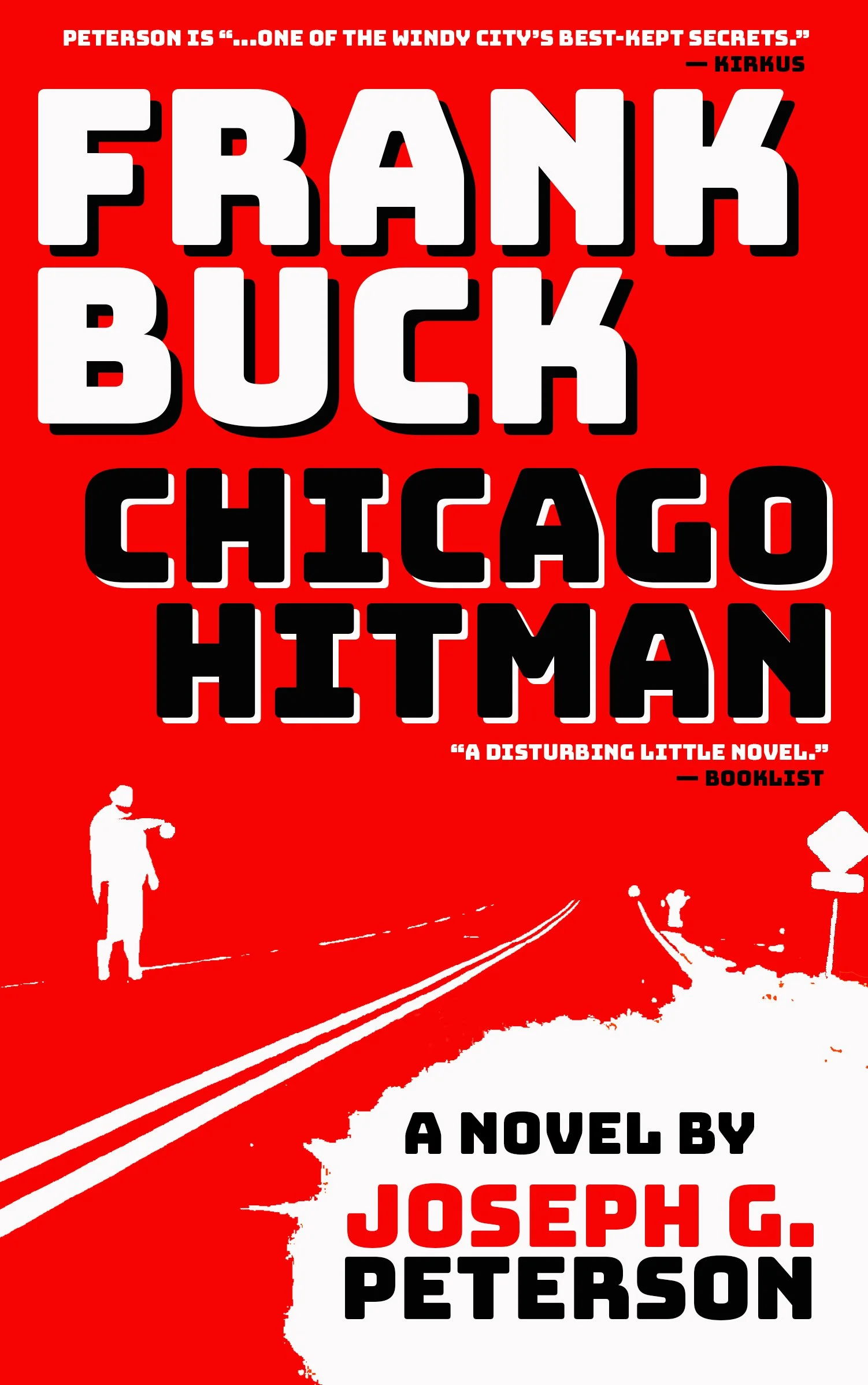 The cover or the novel "Frank Buck" shows a distant man firing a gun along a lonely road.