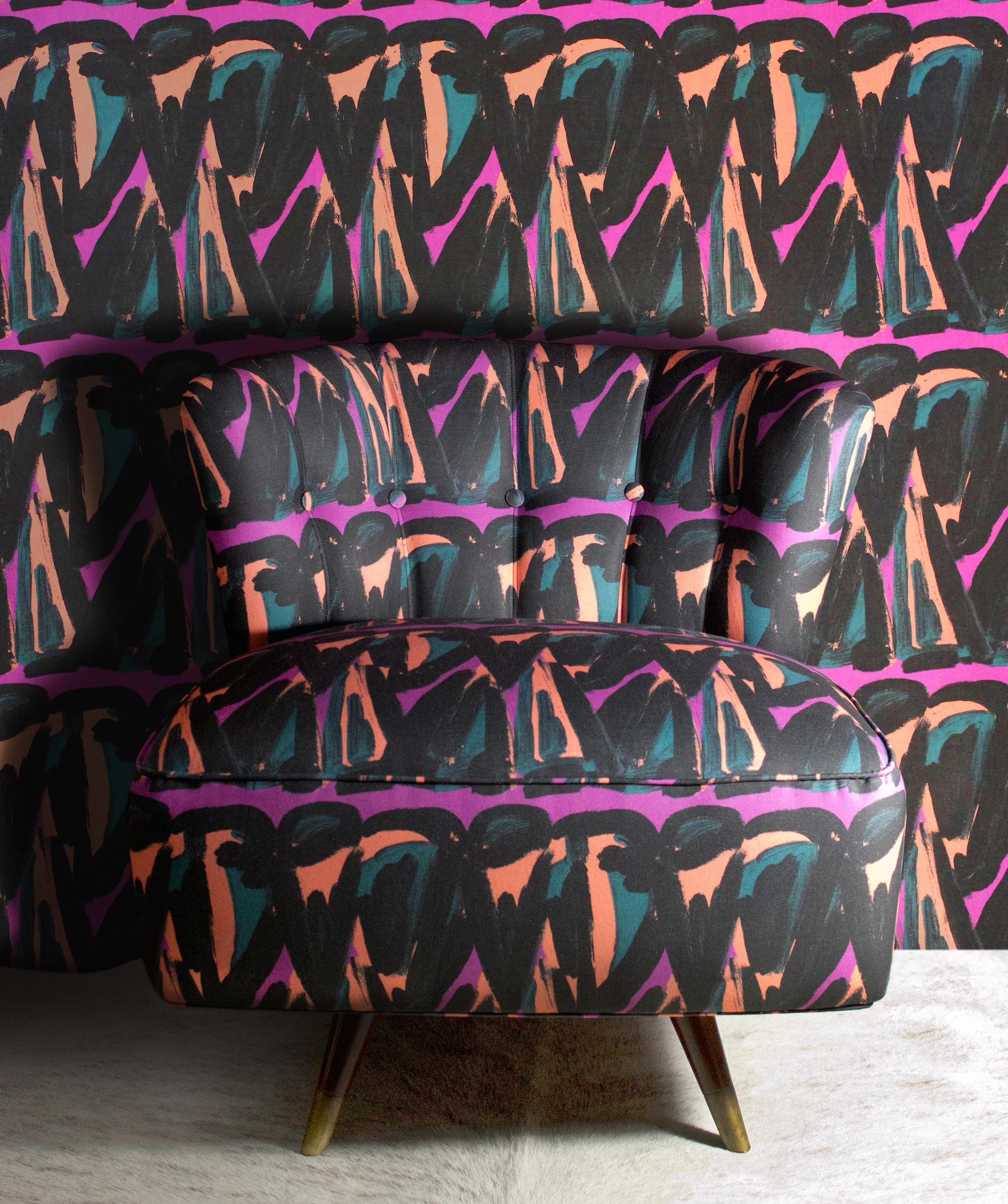 Chaang - Tangerine and Sweet Pea - Chair Vignette.jpg