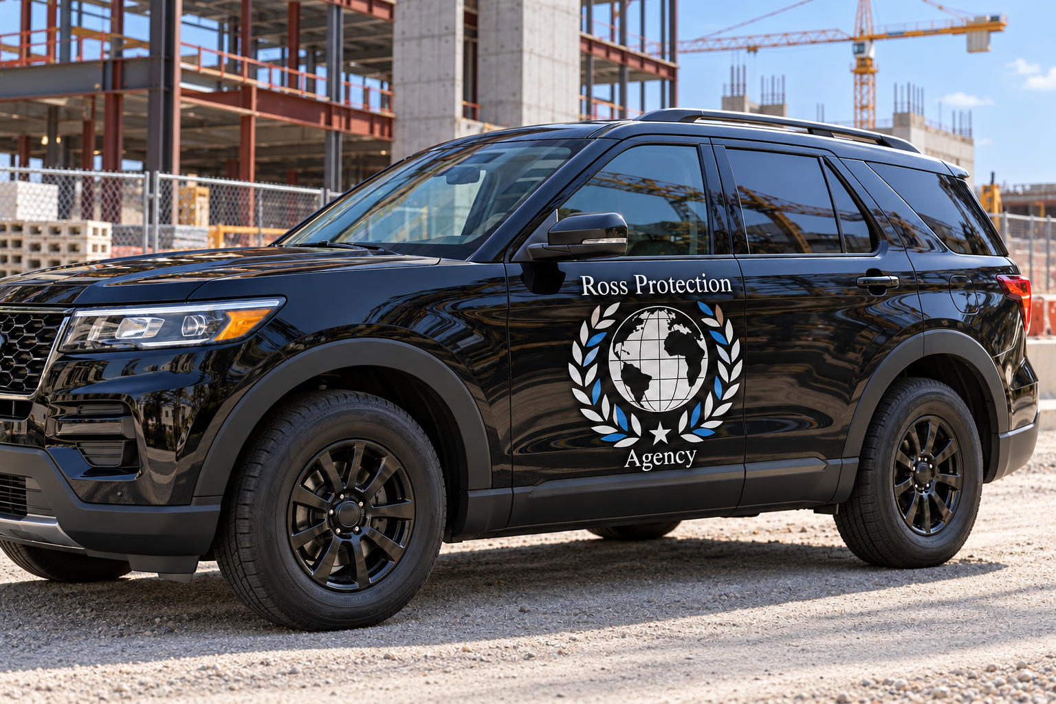Ross Protection Agency patrol vehicle at a construction site