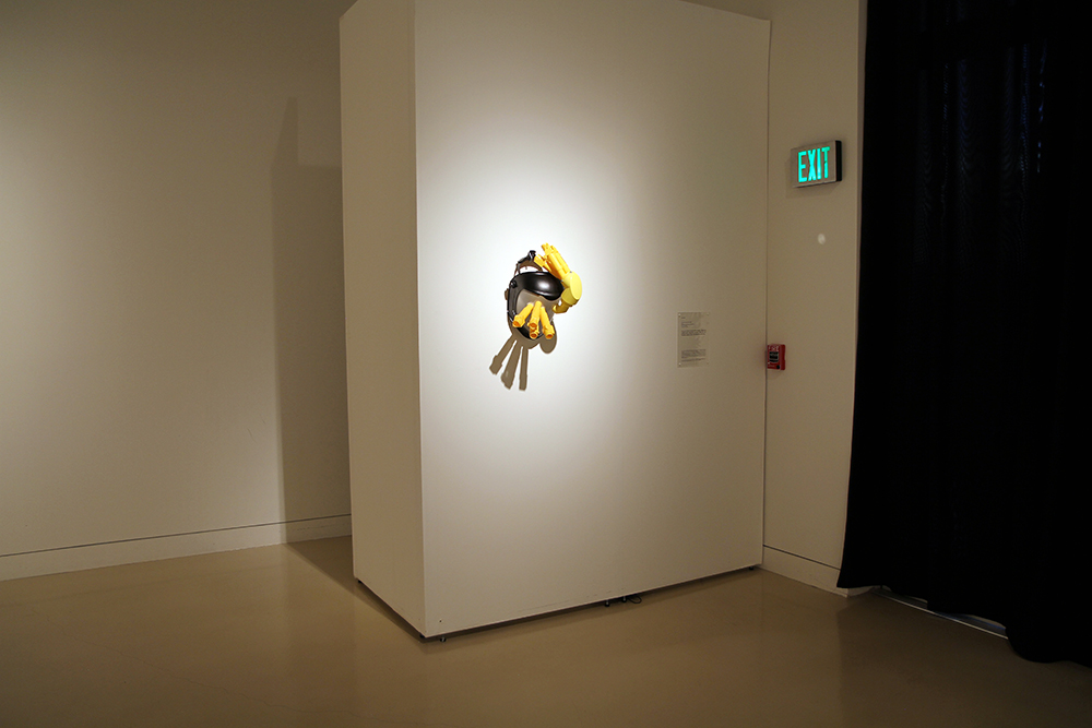 Tyler Calkin Personal Panopticon Dérive Device 2014 Face shield, toy periscopes and telescopes 20 x 11 x 13 inches Courtesy of the Artist