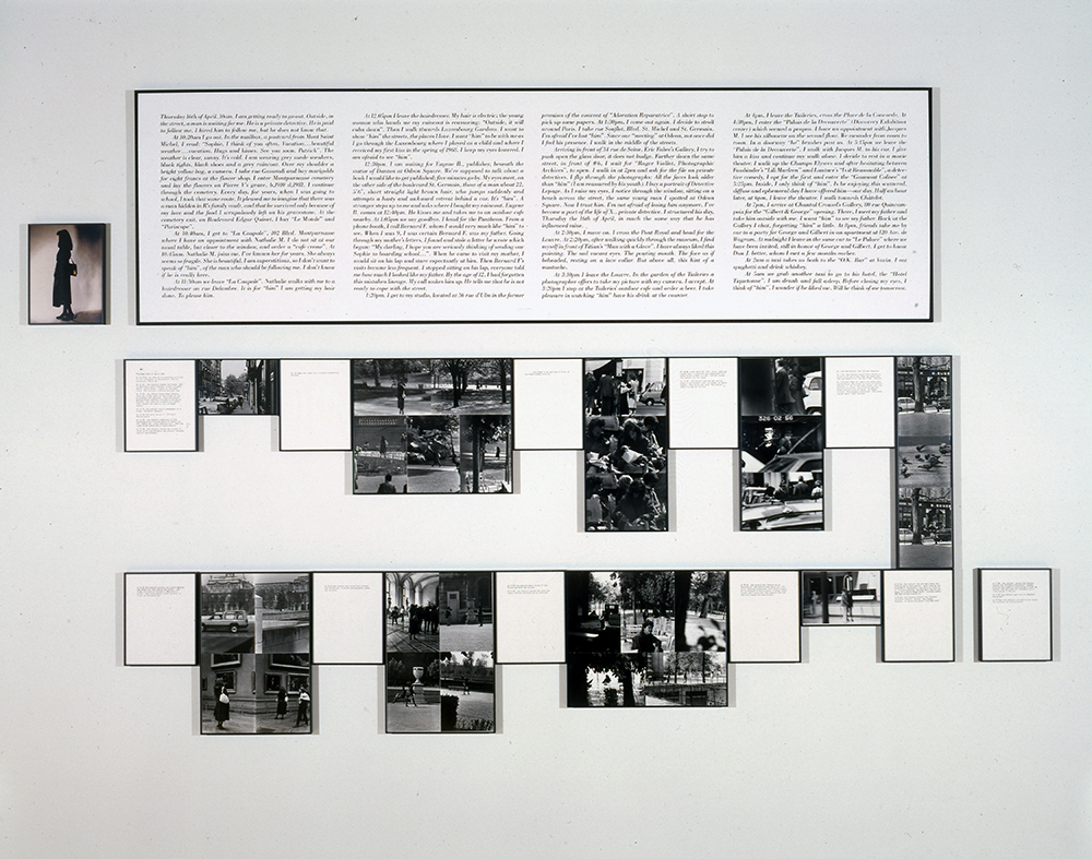  Sophie Calle  The Shadow  1981 Photographs and text, edition 1/3 75 x 115 in. (190.5 x 292.1 cm) The Museum of Contemporary Art, Los Angeles Gift of Judy and Stuart Spence 93.66 