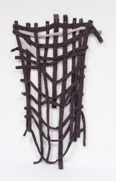 "dependable topo map”; 2014, 7’ x 4’ x 6”, grommets, industrial felt.