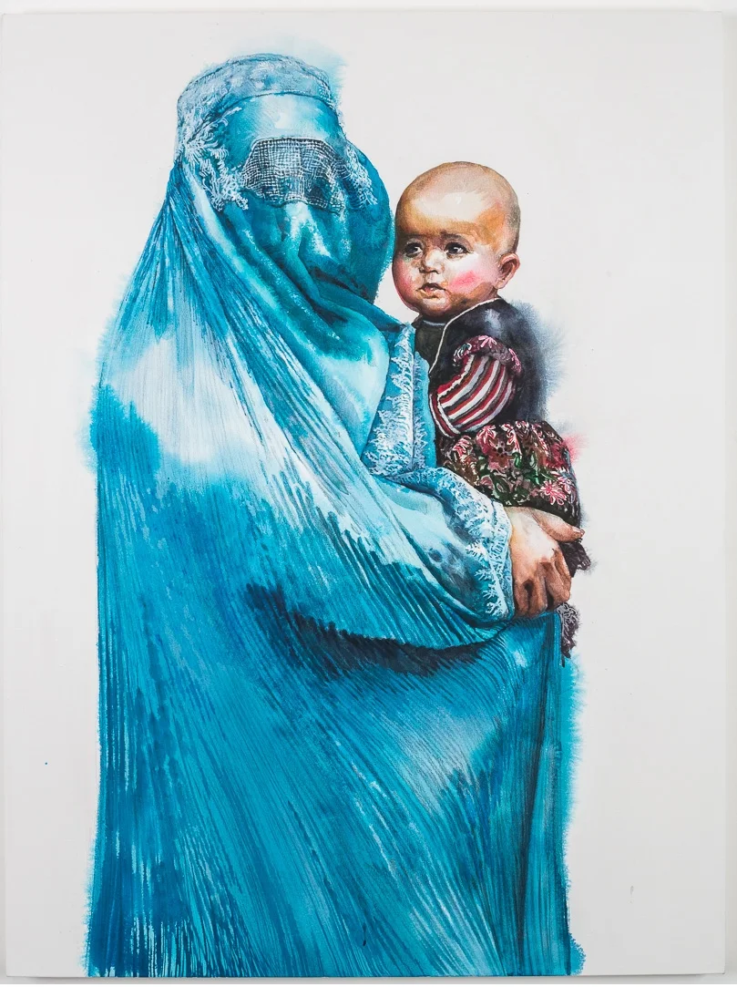 Junghwa Hong, Son , 2018, Acrylic and graphite on canvas, 60 x 40 inches