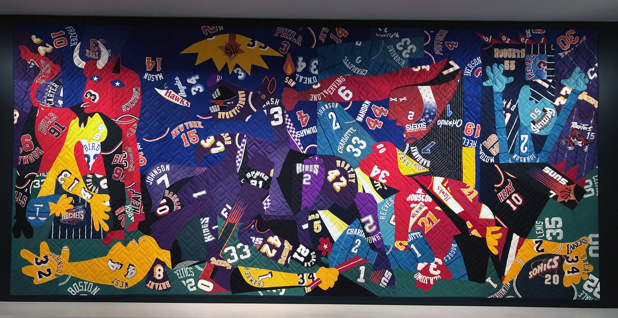 Guernica, 2016, mixed media including sports jerseys