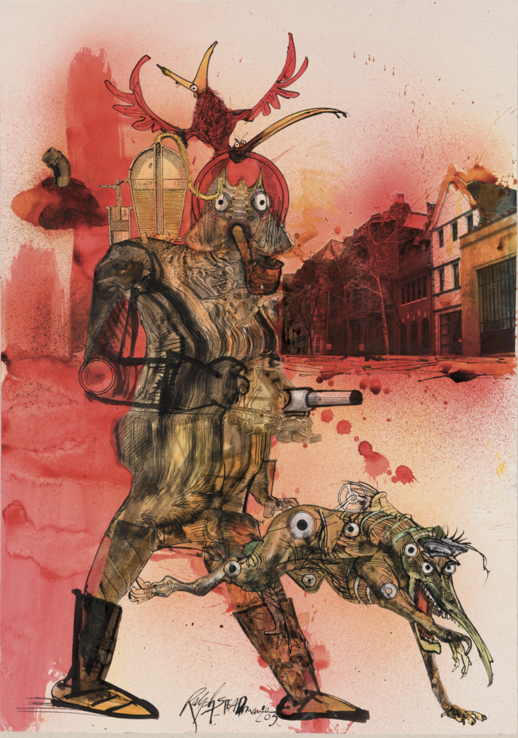 Steadman_Fahrenheit_451-Devil_Dog_and_Guy_Montag_2005_Mixed_Media.png