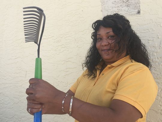 Lori Weathersby, a Whispering Sands tenant, volunteered to aid in the renovations and is excited about the changes. (Photo: Claire Cleveland / The Republic)