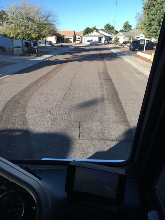Photo by Leslie McMorrow Once a street sweeper has been through your neighborhood, you can see the difference.